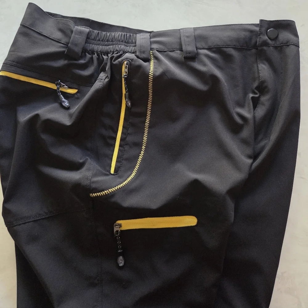 Womens Black Pants with Yellow Zipper Accents - Picture 3 of 3